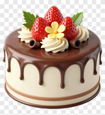 Chocolate Cake With Strawberries And Cream PNG