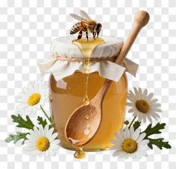 Honey Jar With Spoon And Bee PNG