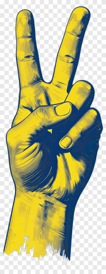 Yellow Hand Gesture Showing Peace Sign PNG