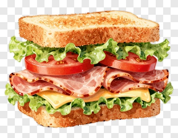 Delicious Sandwich With Lettuce, Tomato, And Ham PNG
