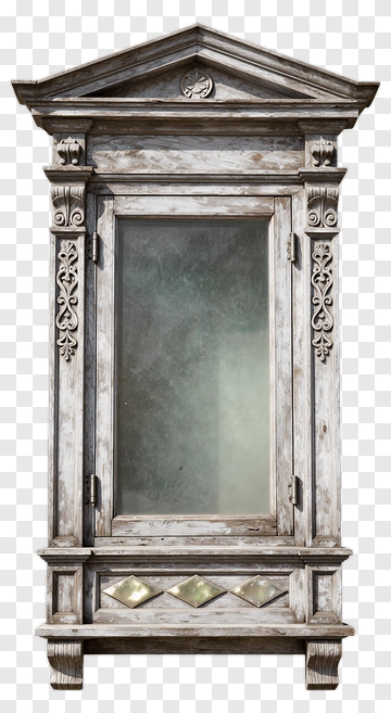 Vintage Wooden Cabinet With Glass Door PNG