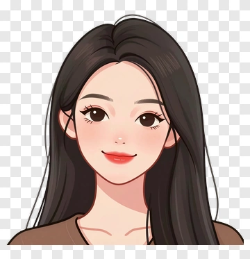 Cartoon Woman With Long Black Hair PNG