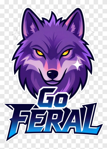 Cartoon Wolf With Go Feral Text PNG