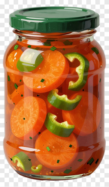 Jar Of Sliced Carrots And Green Peppers PNG
