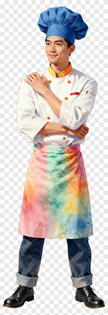 Chef Wearing A Colorful Apron PNG