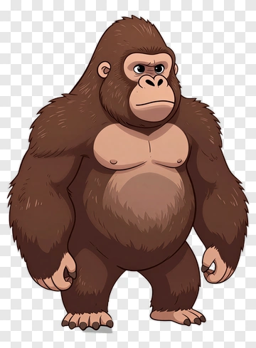Cartoon Gorilla Standing Proud PNG