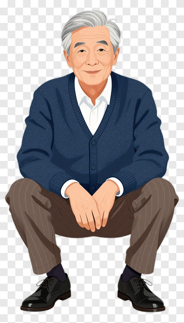 Elderly Man Sitting In A Sweater PNG