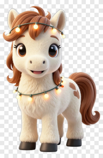 Cartoon Pony With String Lights PNG