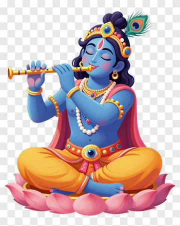 Cartoon Krishna Playing Flute PNG