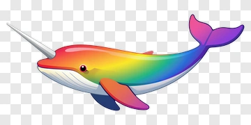 Colorful Cartoon Narwhal PNG