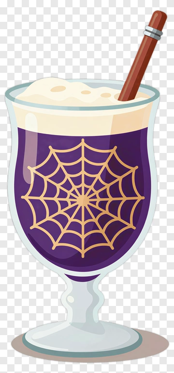 Halloween Drink In A Spider Web Glass PNG