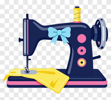 Colorful Sewing Machine With Yellow Fabric PNG