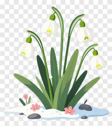 Snowdrop Flowers In A Garden PNG