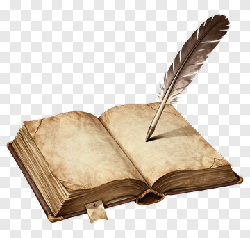 Open Book With Quill Pen PNG