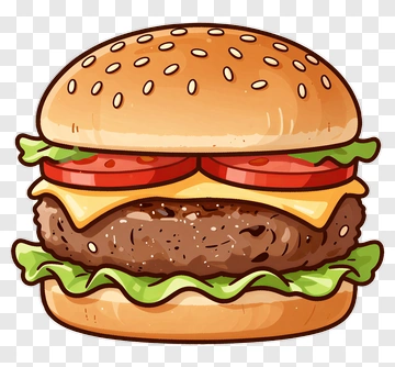Cartoon Hamburger With Lettuce And Tomato PNG