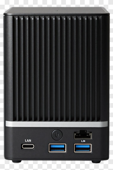 Black Computer Tower With Usb Ports And Lan Connection PNG