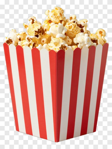 Popcorn In A Red And White Striped Bucket PNG
