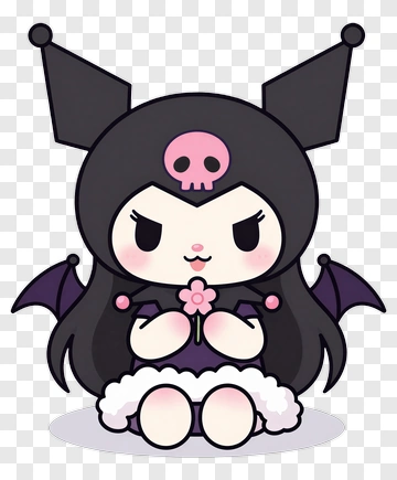 Kawaii Girl Holding A Pink Flower PNG