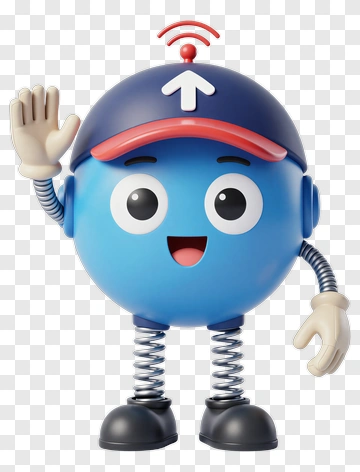 Cartoon Blue Character Waving Hello PNG