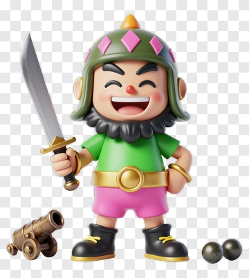 3D Cartoon Warrior Holding A Sword PNG