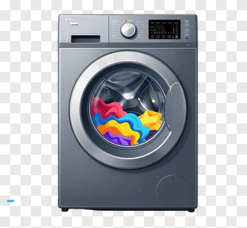 Washing Machine With Colorful Laundry PNG