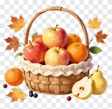 Fruit Basket With Apples And Oranges PNG