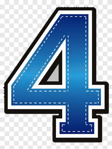 Blue Number Four With Stitching Detail PNG