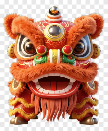 Colorful Lion Dance Costume Head PNG