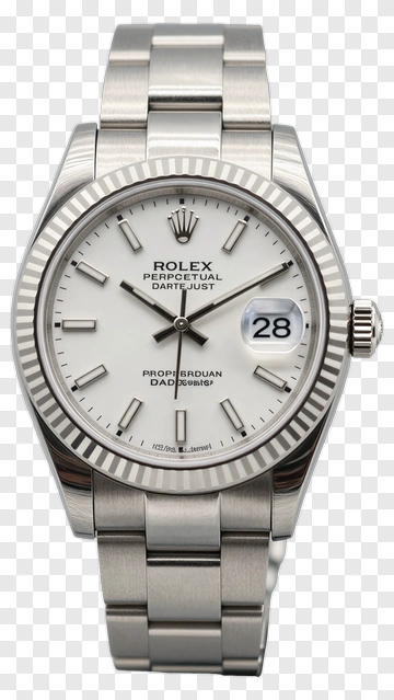Rolex Datejust Watch With Silver Bracelet PNG
