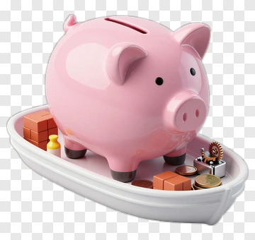 Piggy Bank With Coins And Toys PNG
