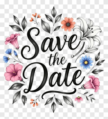 Floral Save The Date Design PNG