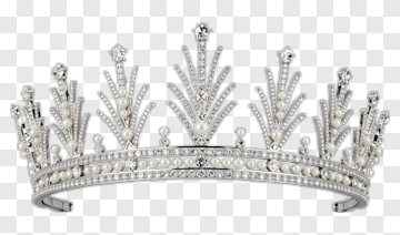 Elegant Silver Crown With Pearls And Diamonds PNG
