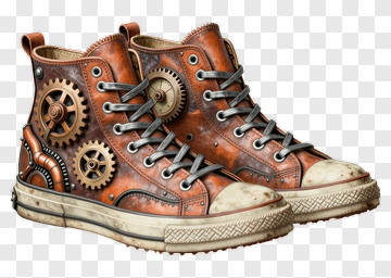 Steampunk Sneakers With Gears And Cogs PNG