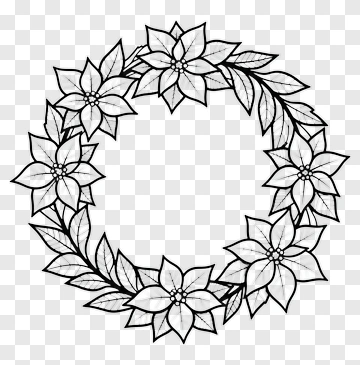 Floral Wreath With Poinsettias PNG