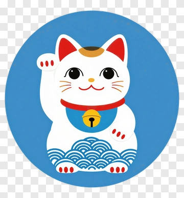 Cartoon Maneki Neko Cat PNG