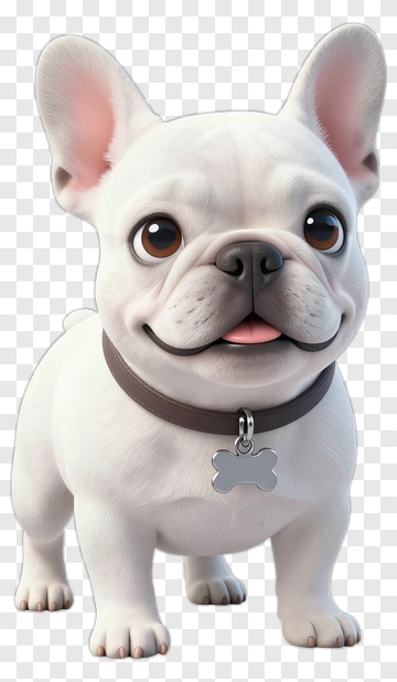 3D French Bulldog With A Collar PNG