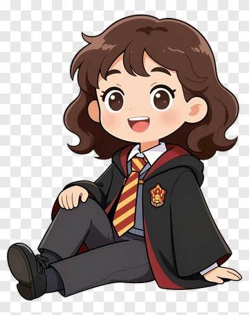 Cartoon Girl In Hogwarts Robes PNG