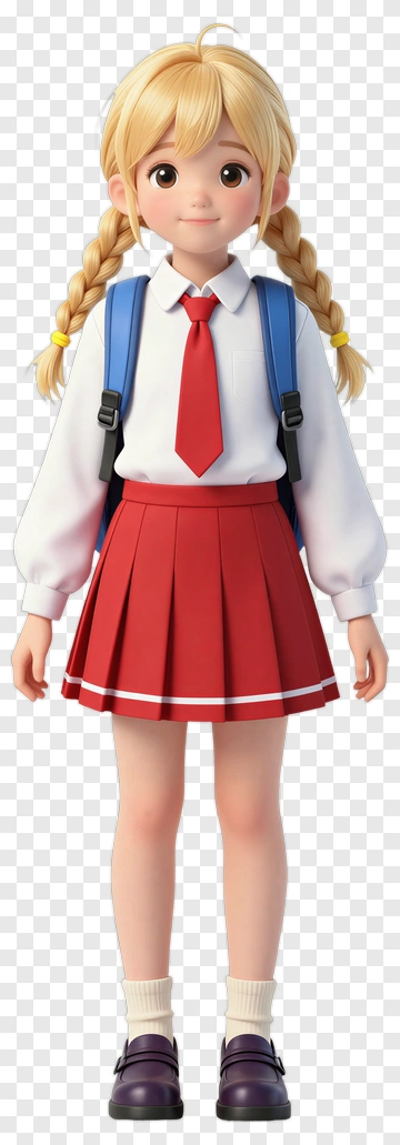 3D Schoolgirl With Backpack PNG