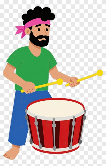 Cartoon Musician Playing A Drum PNG