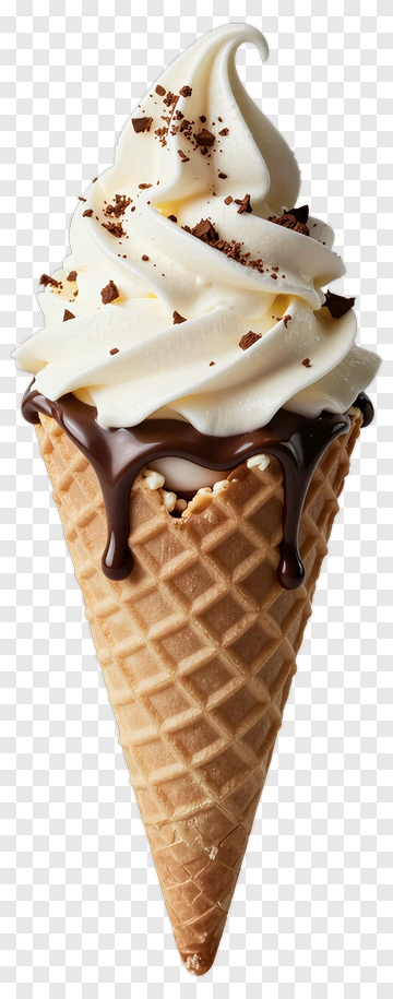 Ice Cream Cone With Chocolate Drizzle PNG
