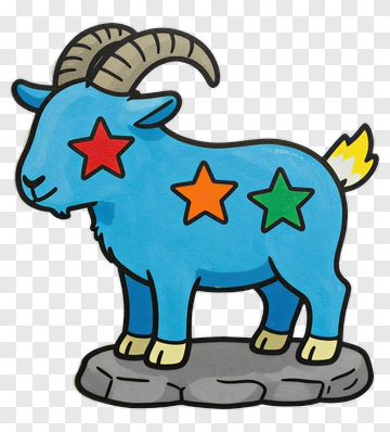 Cartoon Goat With Colorful Stars PNG