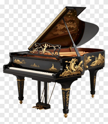 Grand Piano With Intricate Gold Detailing PNG