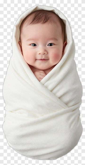 Smiling Baby Wrapped In A White Blanket PNG