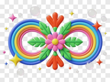 Colorful Decorative Floral Design PNG