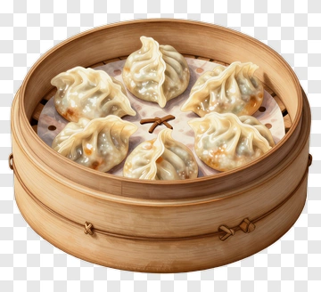 Steamed Dumplings In A Bamboo Steamer PNG