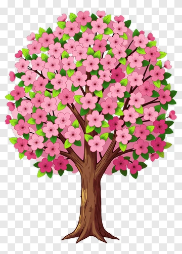 Colorful Cherry Blossom Tree PNG