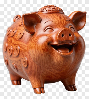 Wooden Piggy Bank PNG