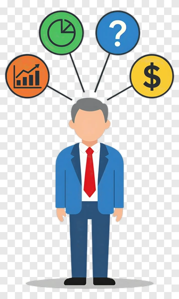Businessman With Financial Symbols PNG