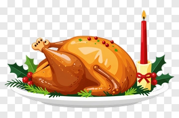 Thanksgiving Turkey On A Plate With Candle PNG