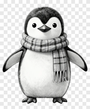 Cartoon Penguin Wearing A Scarf PNG